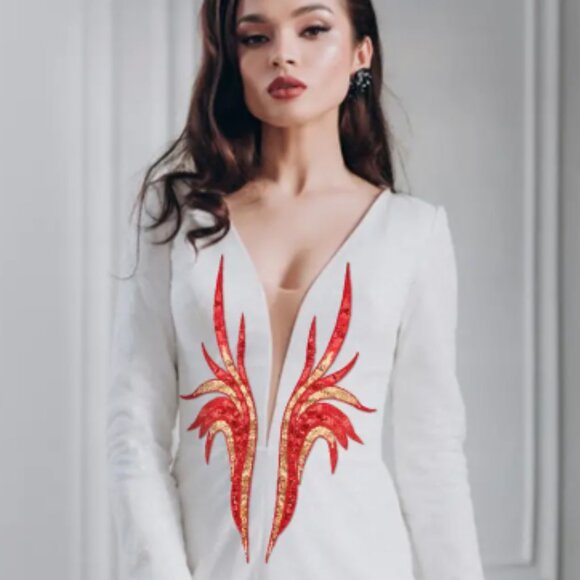 X  LARGE red applique with sequins  20" !! - Picture 2 of 5